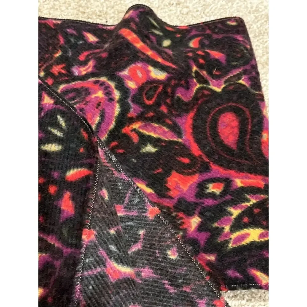 Vintage Glentex Scarf Made in Italy Red Purple Black Paisley Fringe 52x9
